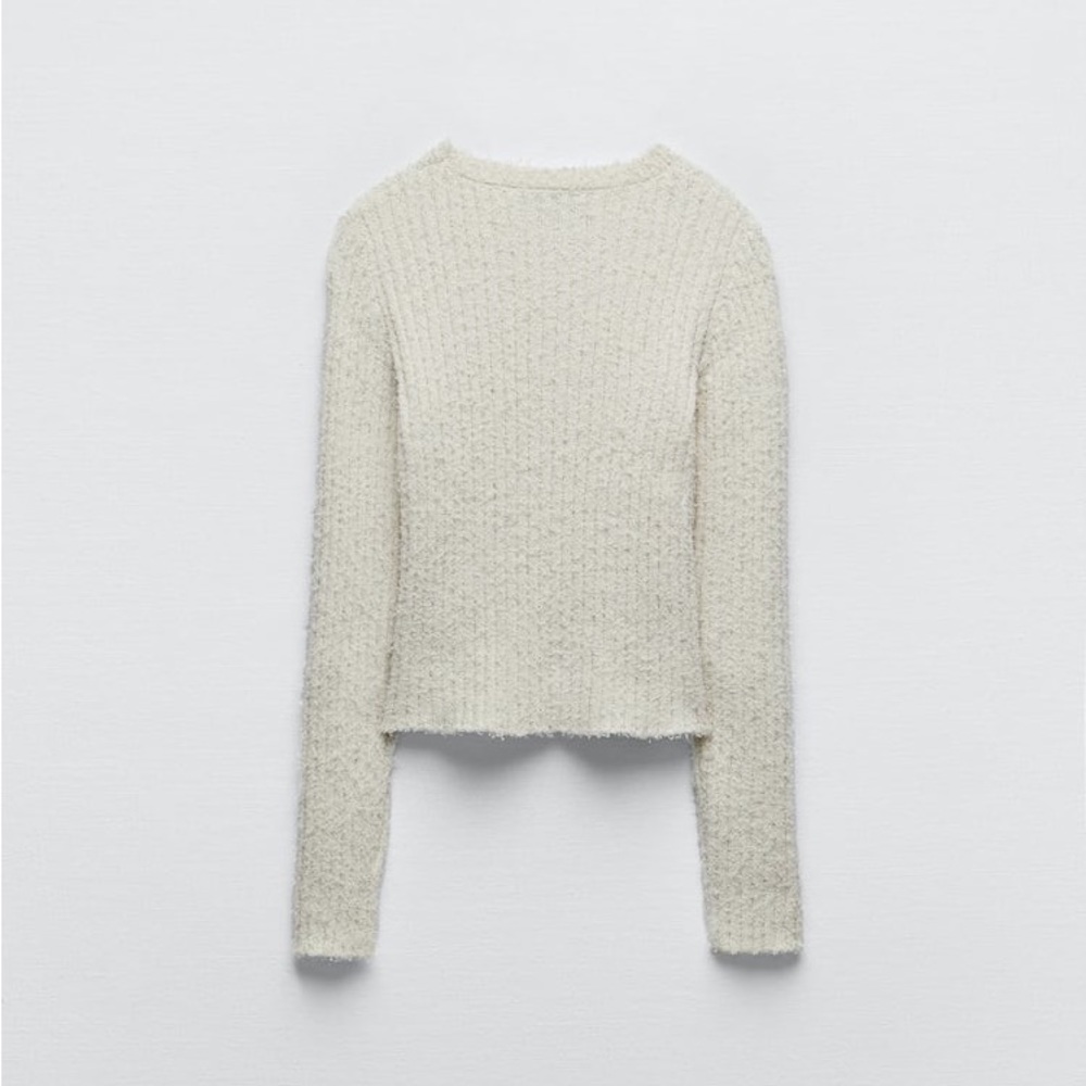 Zara Set - Ecru Cut Out Chenille Sweater & Skirt - Picture 14 of 17